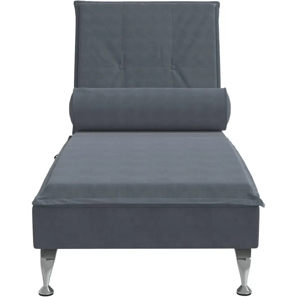 vidaXL Massage chaise longue met bolster fluweel donkergrijs grijs, foto 4