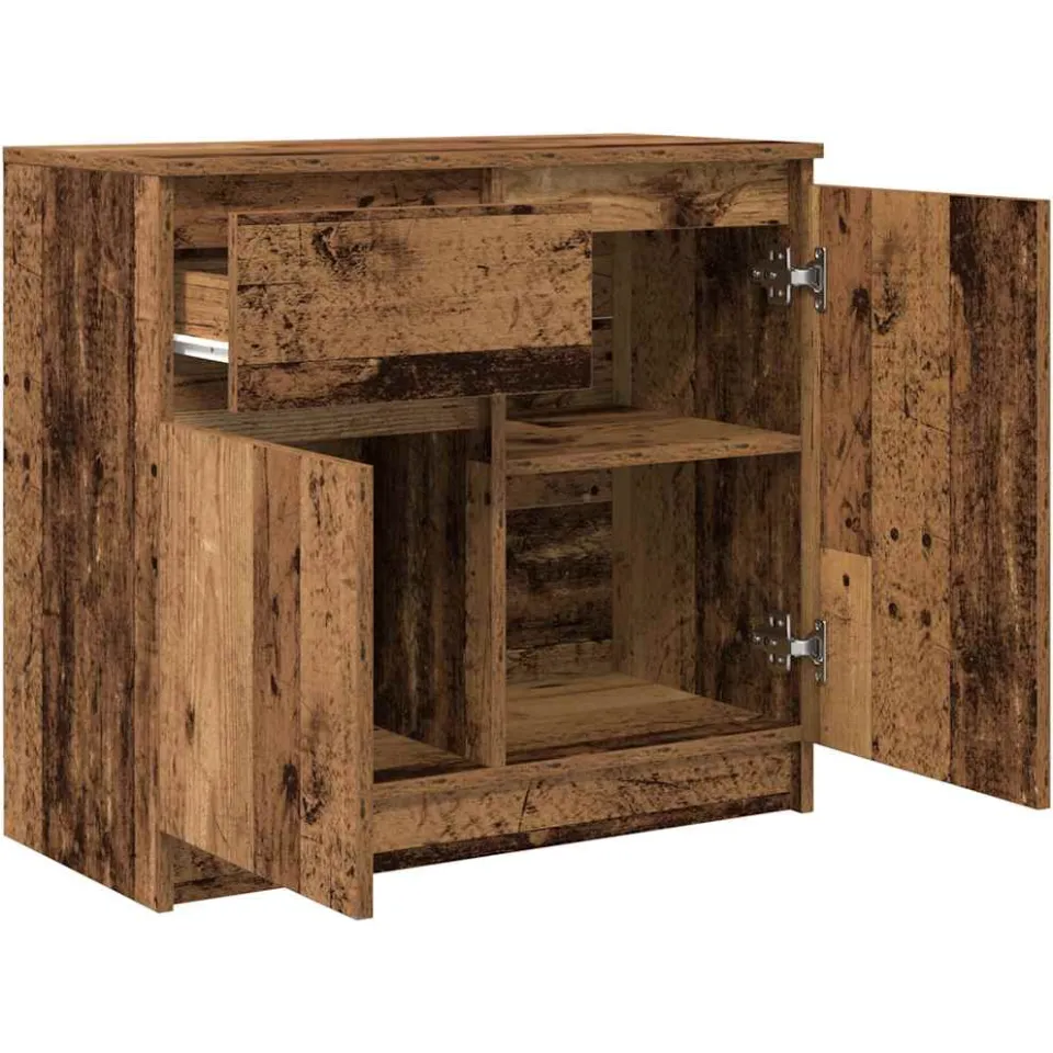 vidaXL Dressoir met lade 71x35x65 cm spaanplaat oud hout bruin, foto 4
