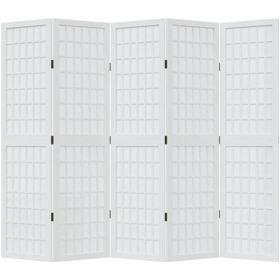 vidaXL Kamerscherm met 5 panelen massief paulowniahout wit, foto 4