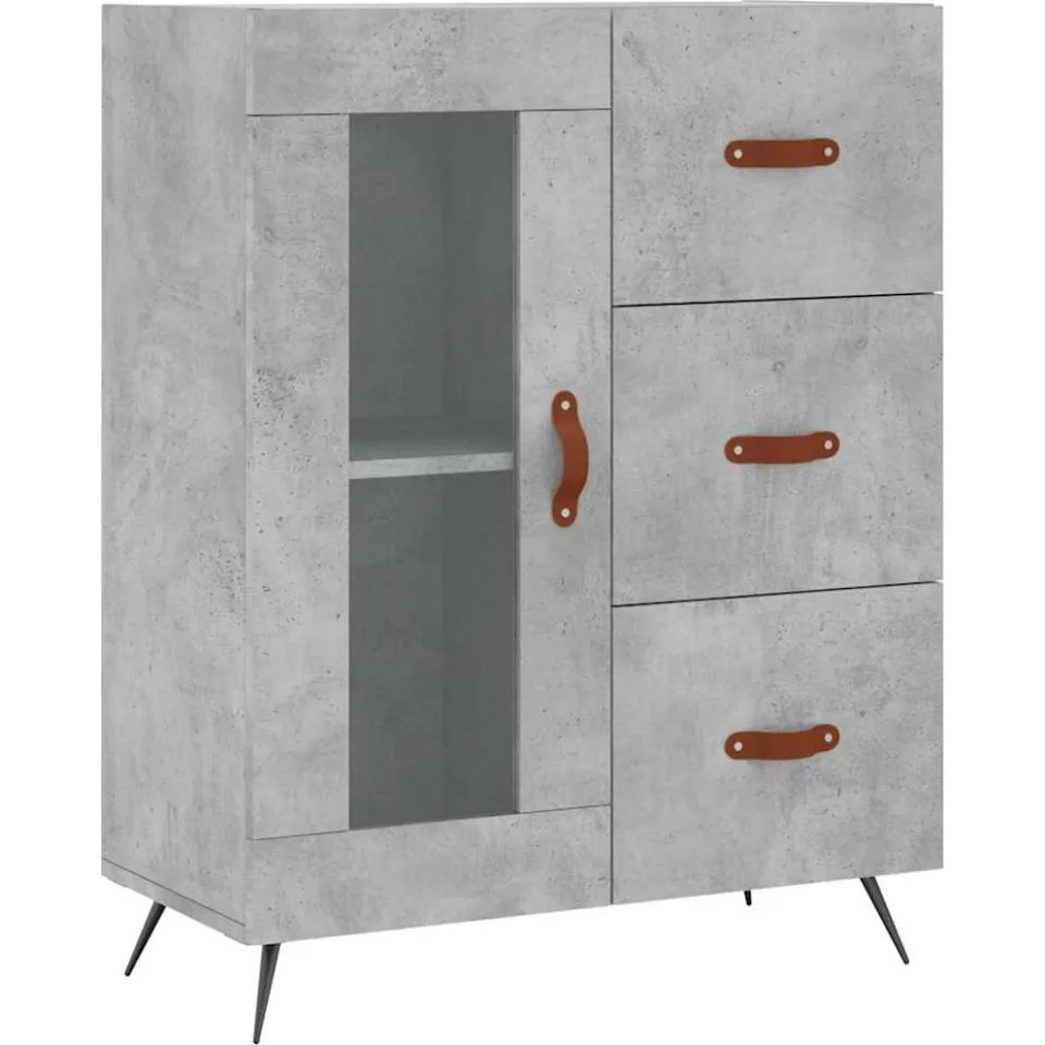 vidaXL Dressoir 69,5x34x90 cm bewerkt hout betongrijs grijs, foto 3