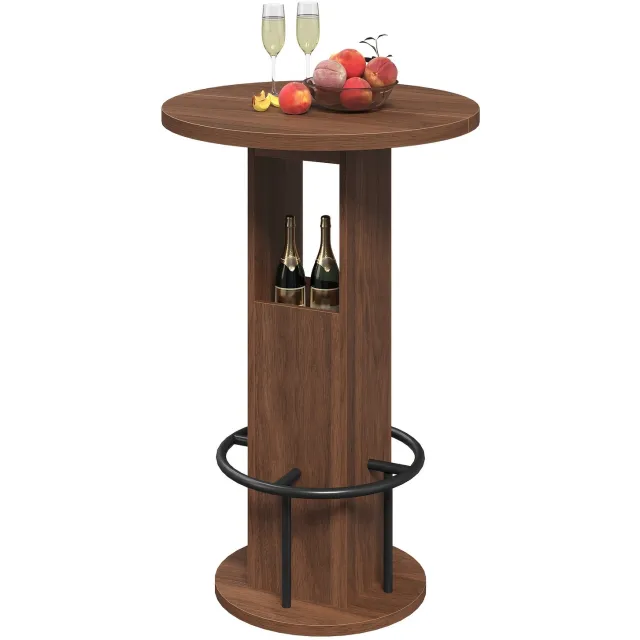 Mura Logistiek Mura Statafel - Bartafel - Ronde Tafel - Bistrotafel - Bar Table - Eenvoudig Te Monteren - 90,5cm Hoog - Hout - Metaal - Bruin