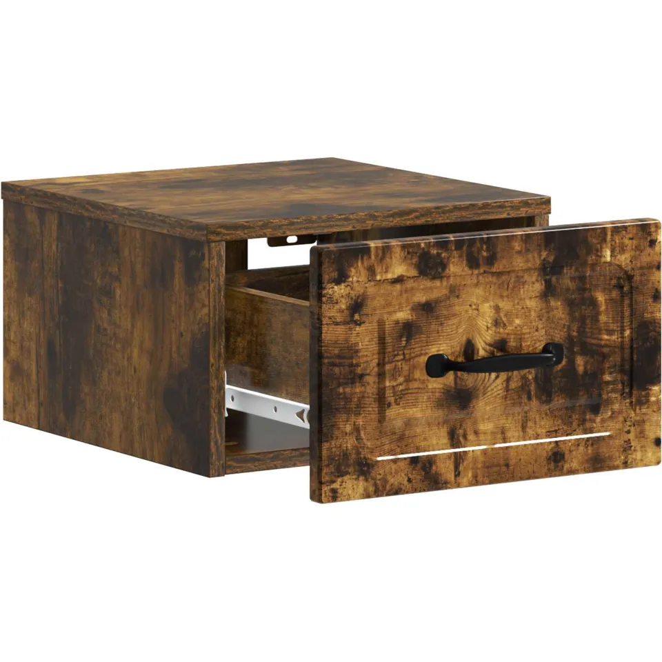 vidaXL Wandbeugel Bedkast Gerookt eiken 34,5 x 33 x 20 cm Bewerkt hout, foto 4