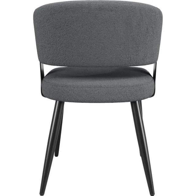 SONNENH Eetkamerstoelen set van 2 - Gebogen stoffen rugleuning - Metalen poten - Grijs