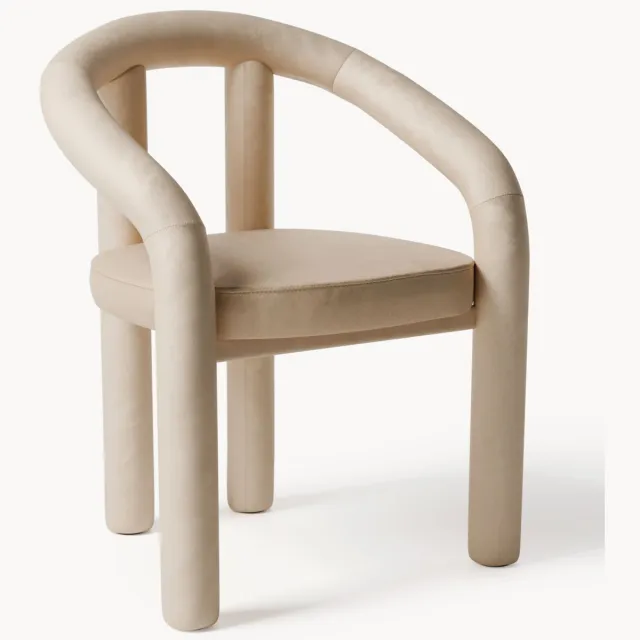Westwing Collection Fluwelen armstoel Calan Beige