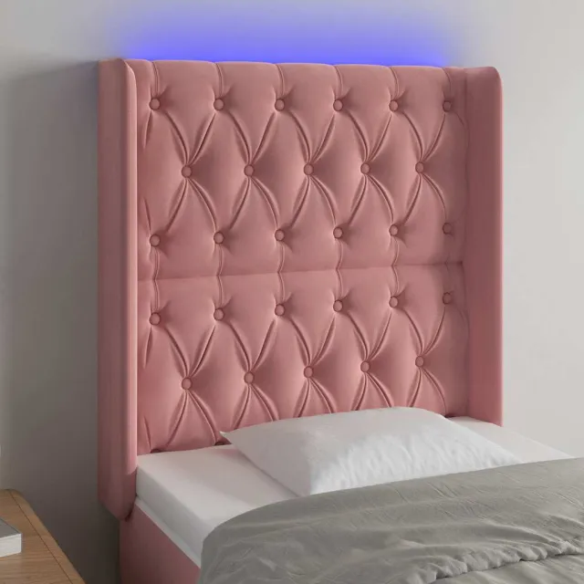 vidaXL Hoofdbord LED 83x16x118/128 cm fluweel roze