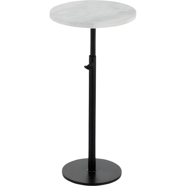 Dulaire Bijzettafel Marmer Wit Rond Zwart en wit