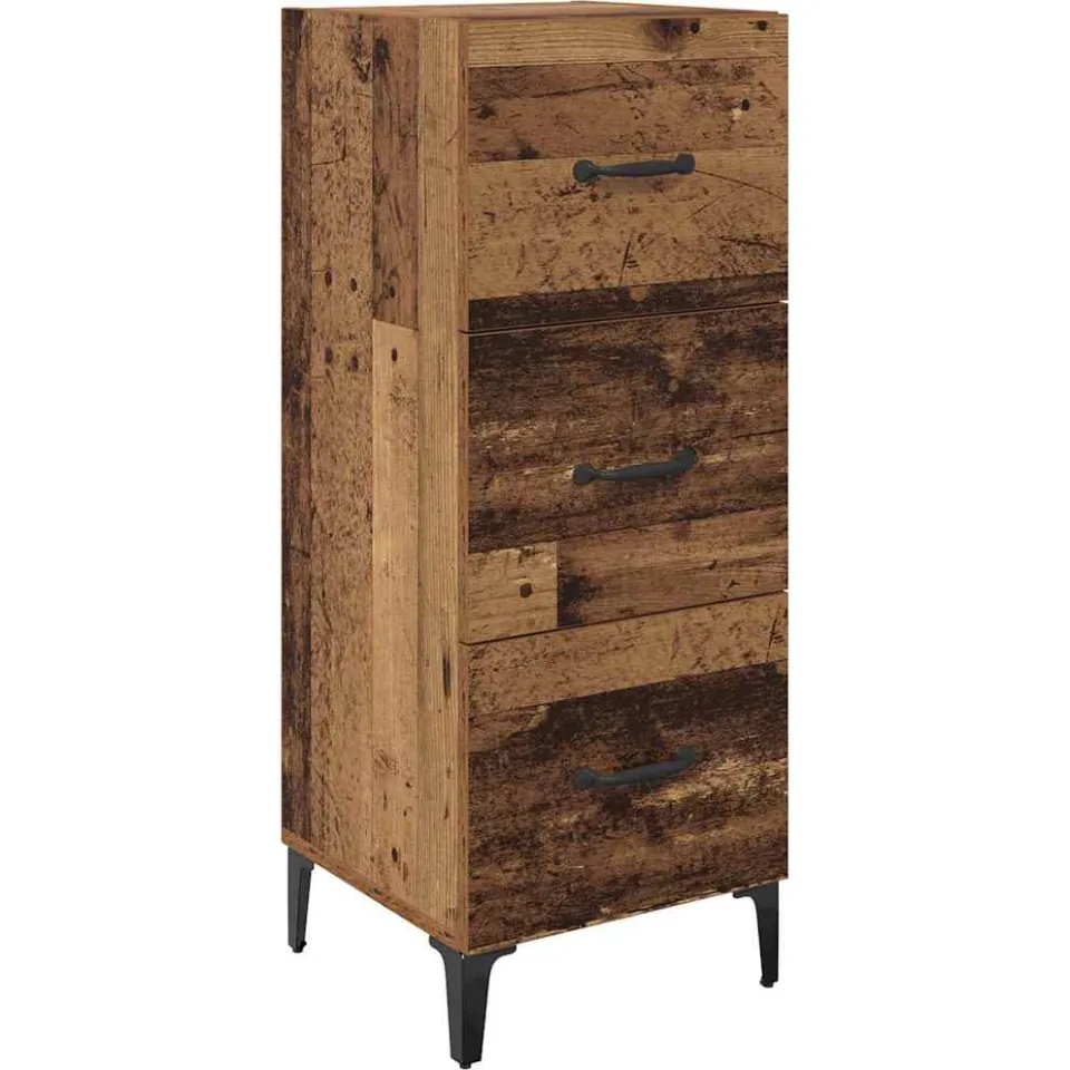 vidaXL Dressoir Oud Hout 34,5 x 34 x 90 cm Bewerkt hout bruin, foto 3
