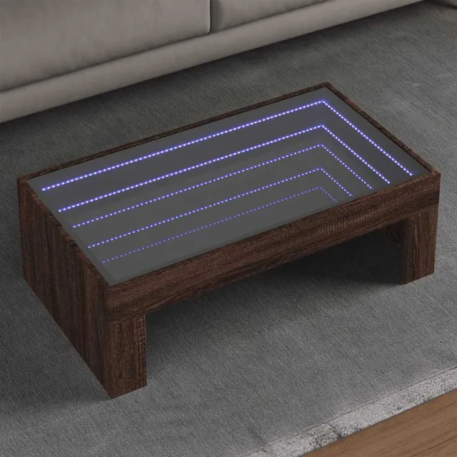 vidaXL Salontafel met Infinity LED 90x50x30 cm bruin eikenkleurig, foto 2