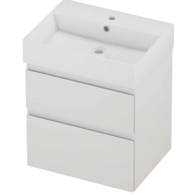 Proline Zara Badmeubelset Porselein Loft 1 Kraangat Asymmetrisch 60x46x73 cm Glans Wit Glans Wit