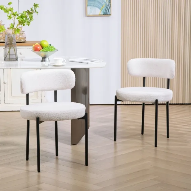 CHICFURN Eetkamerstoel set van 2 - Gewatteerd - Crèmewit