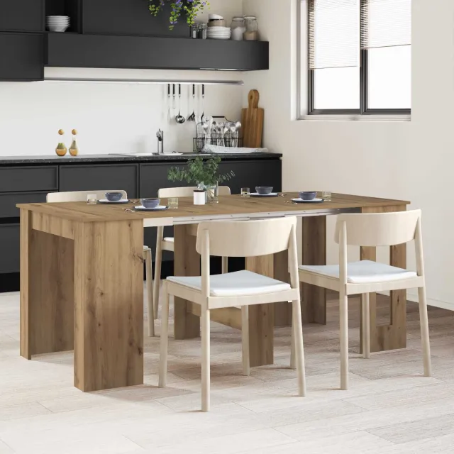 vidaXL Eettafel 180 x 85 x 75 cm Bewerkt hout Artisanaal eiken Bruin