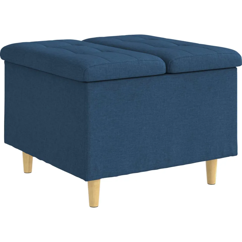 vidaXL Ottoman met Opbergruimte Blauw 60 x 60 x 45 cm Stof, foto 3