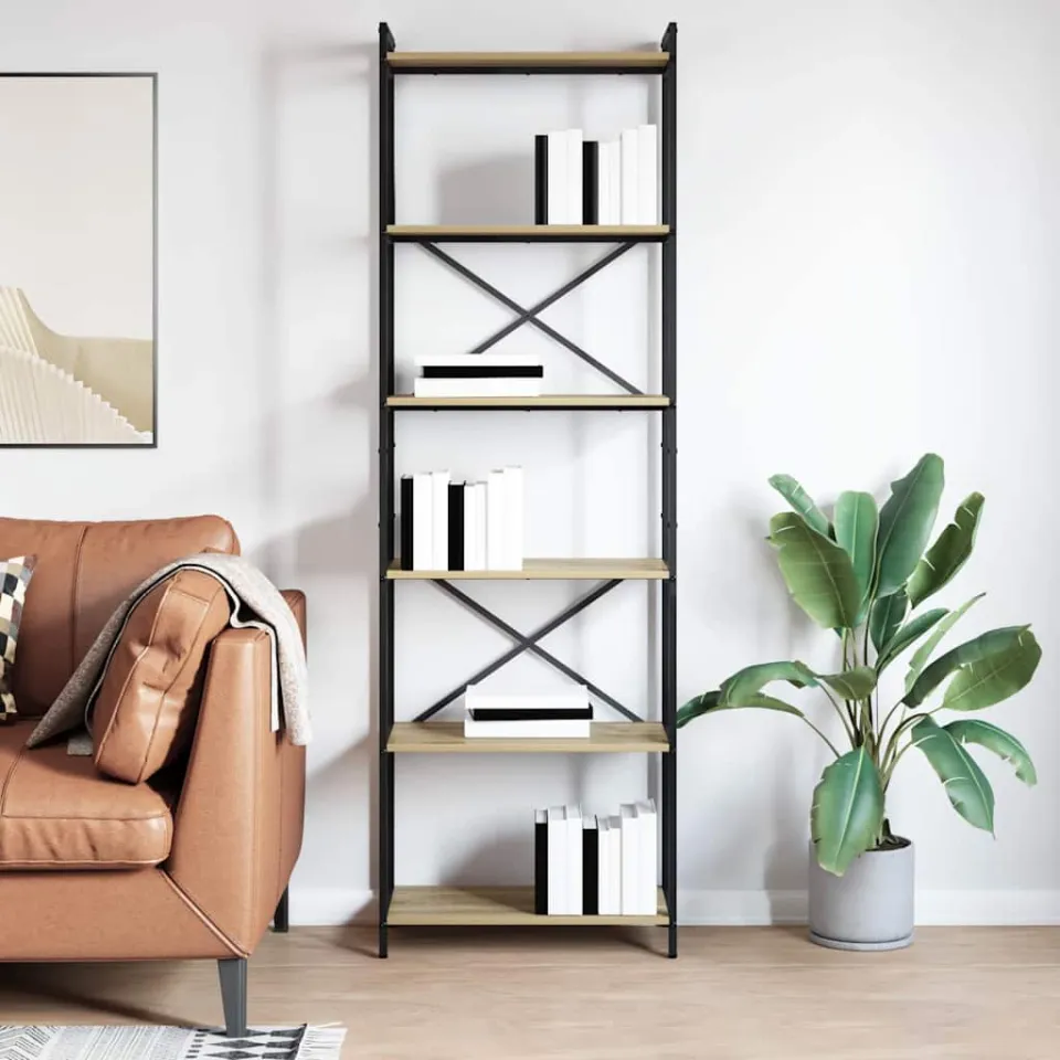 vidaXL Boekenkast 60 x 30 x 189,5 cm Bewerkt hout Sonoma Eiken, foto 3