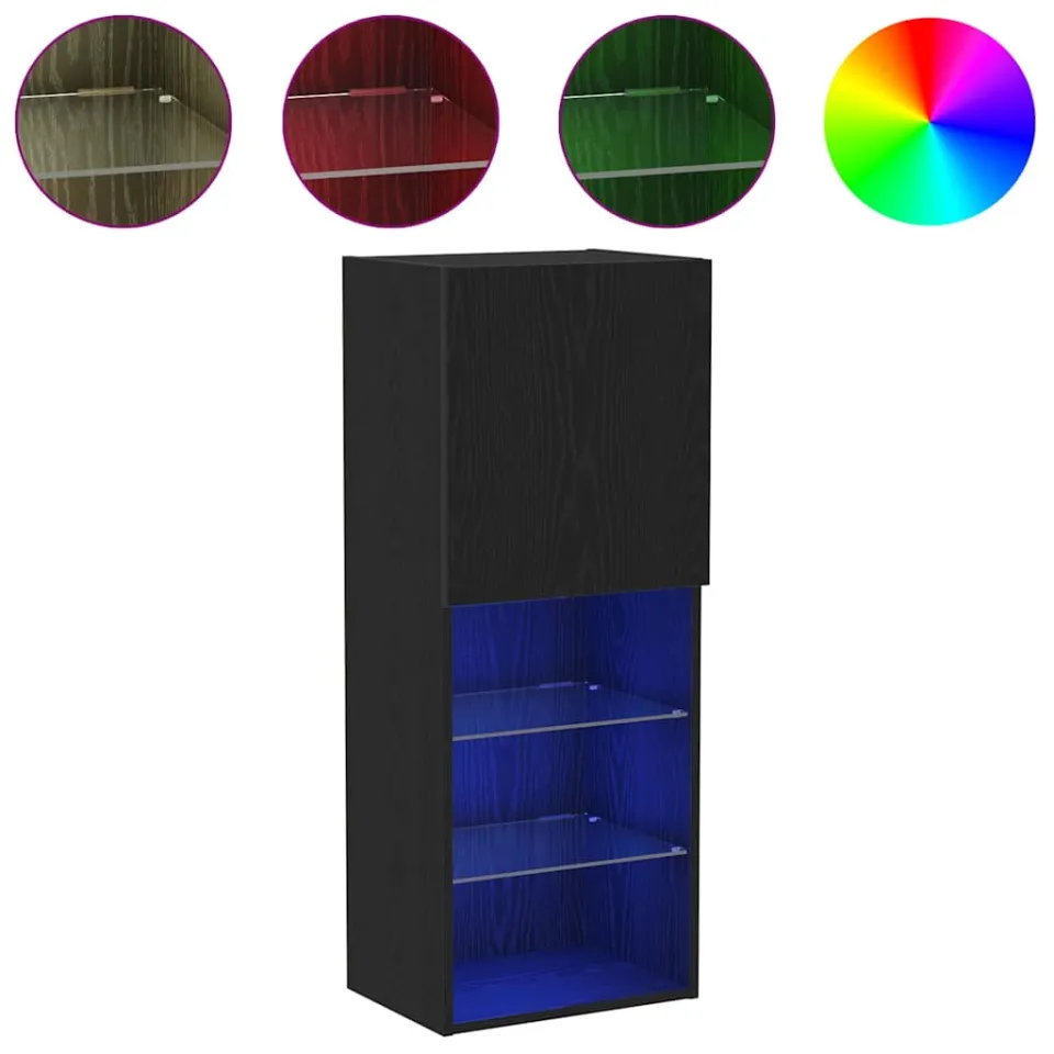 vidaXL Tv-meubelset 40,5 x 30 x 102 cm Zwart Eiken Bewerkt hout, foto 3