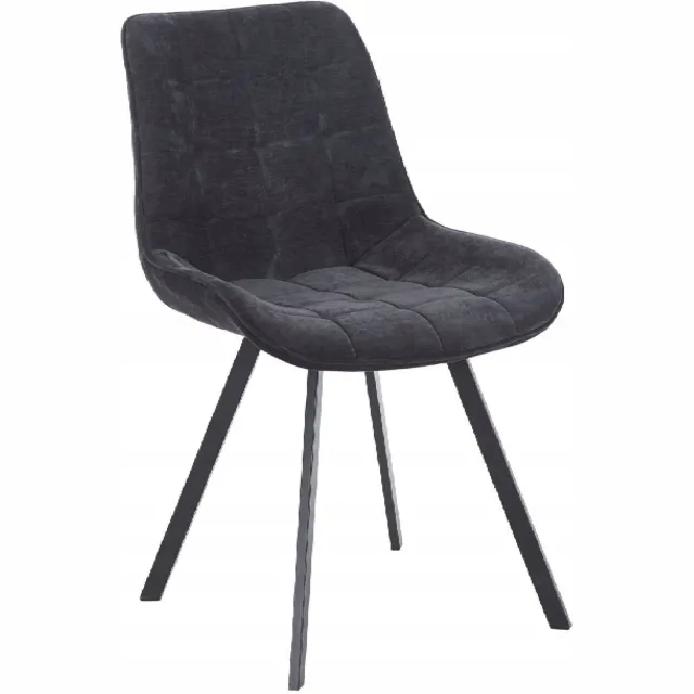 Furnitex K46-FX - Eetkamerstoel - Zwart - Chenille bekleding - Zwart metalen onderstel