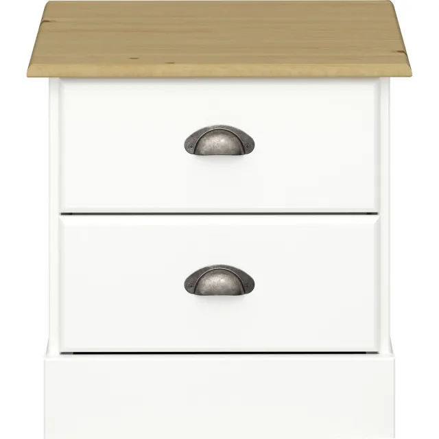 Notio Living Lorca-Nachtkastje - 2-Laden - Walnoot/Wit