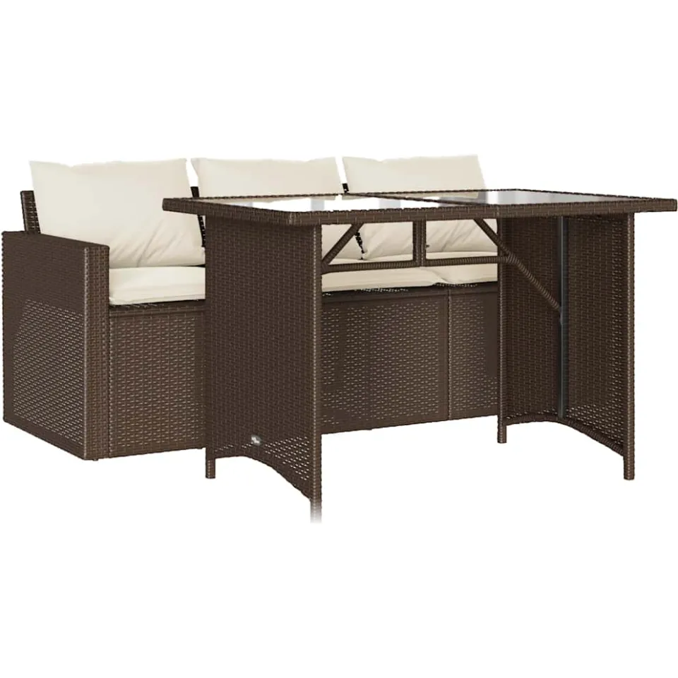 vidaXL 2-delige Tuinset met kussens poly rattan bruin, foto 3