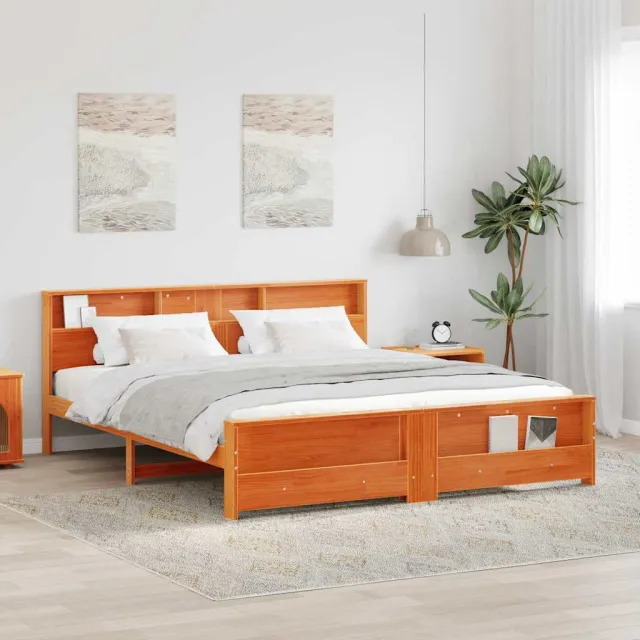 vidaXL Bedframe met plank Wasbruin 180 x 200 cm Massief grenenhout