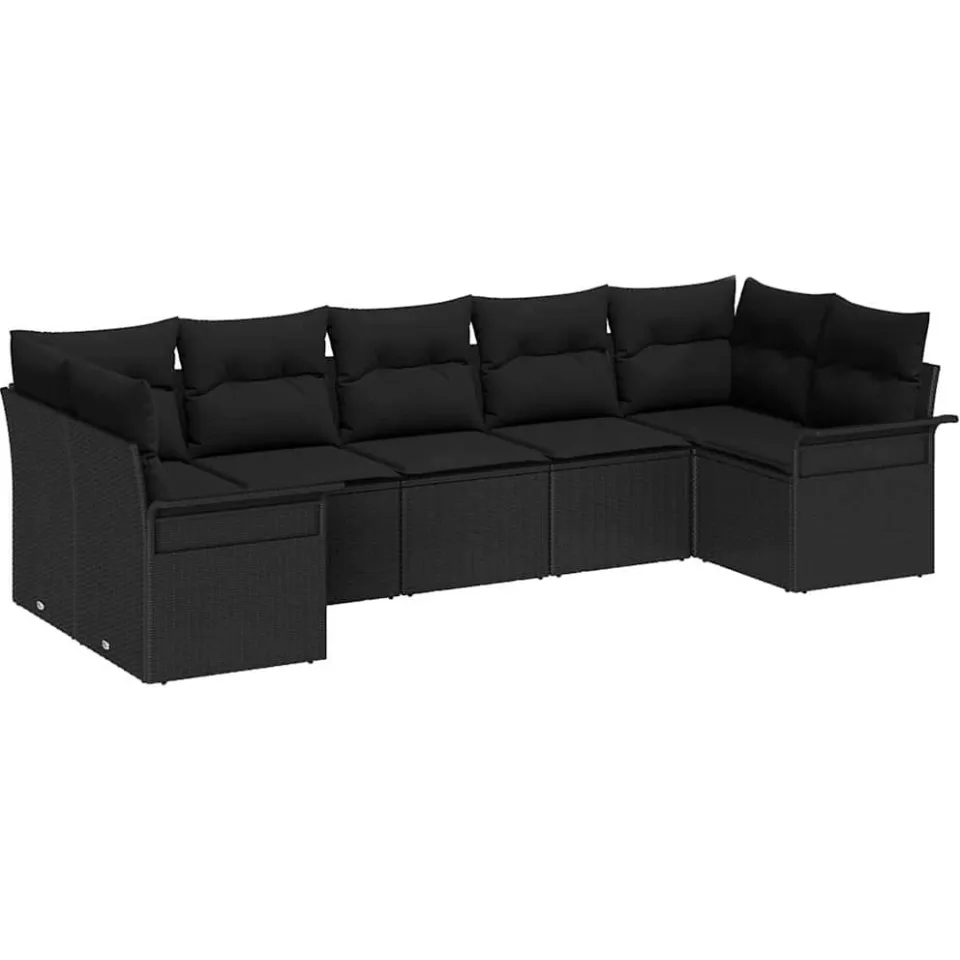 vidaXL Tuin Sofa Set 7 st Zwart poly rattan