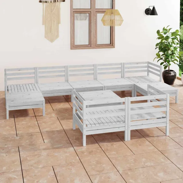 vidaXL 10-delige Loungeset massief grenenhout wit, foto 2