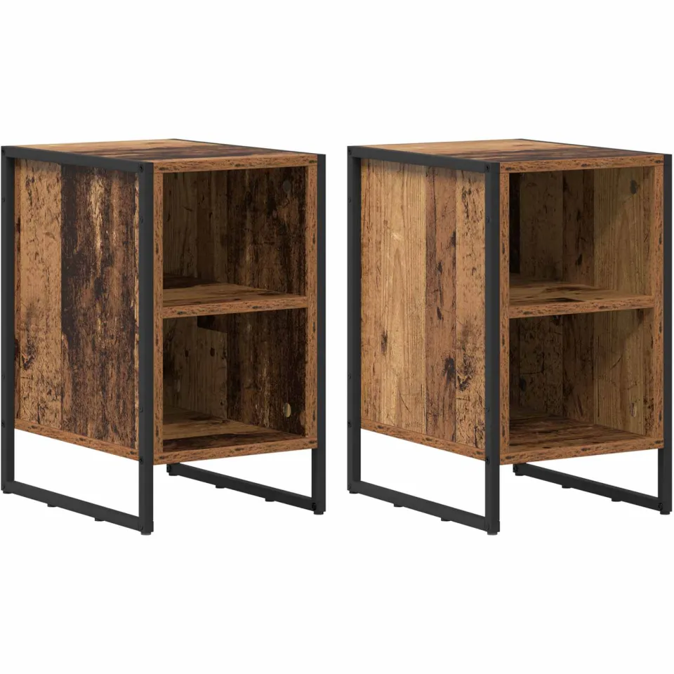 vidaXL Nachtkastje 2 st Oud Hout 39.5 x 30 x 50 cm Bewerkt hout Bruin