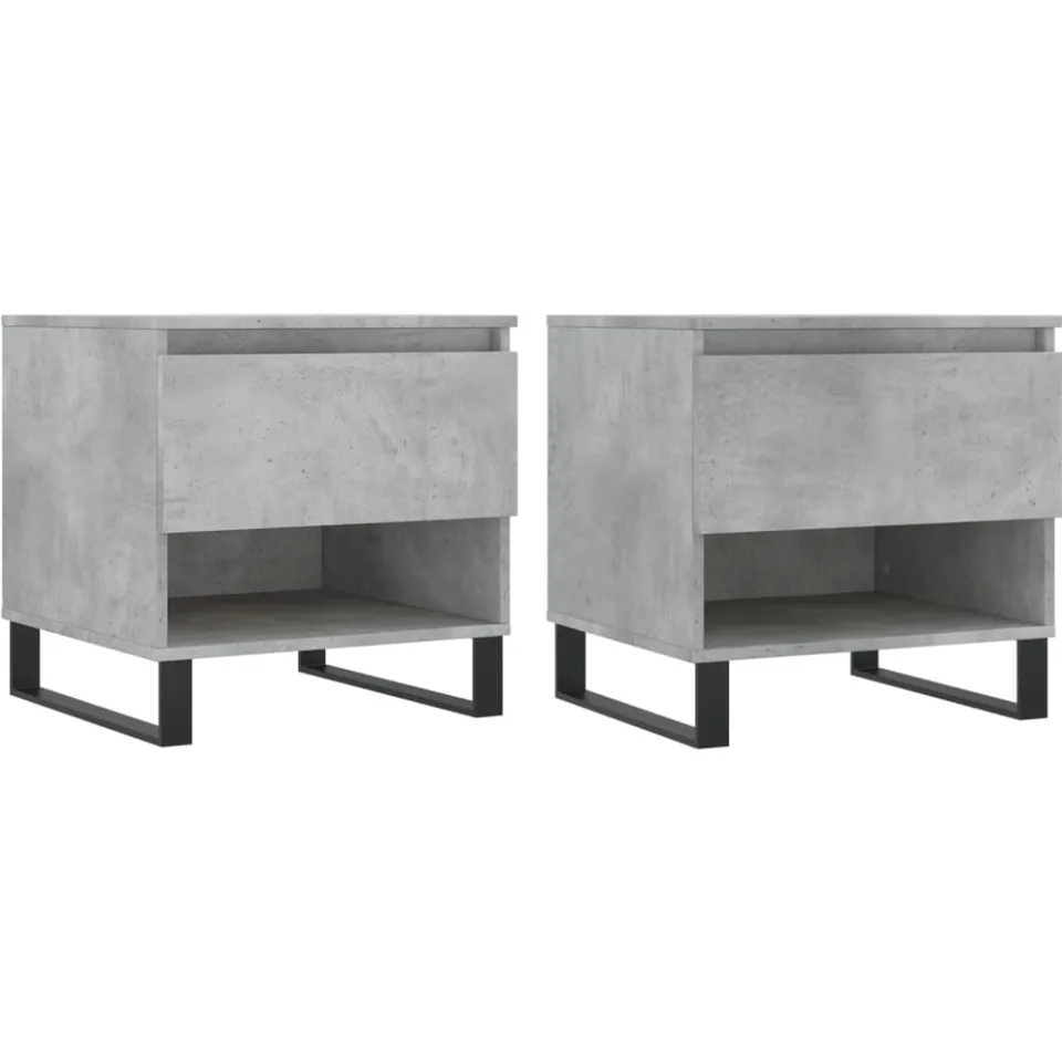 vidaXL Salontafels 2 st 50x46x50 cm bewerkt hout betongrijs grijs, foto 3