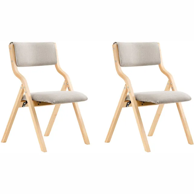 SoBuy Set van 2 Klapstoel, Bureaustoel met Gestoffeerd Zitkussen, Eetkamerstoel, Lichtgrijs, 49x80x54cm, FST40-HGx2 - voor Eetkamer, Keuken, Woonkamer of Thuiswerkplek