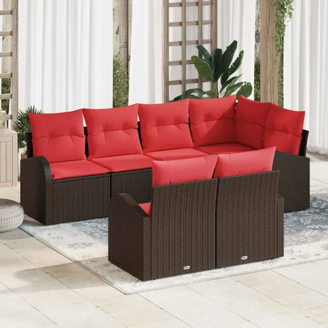 vidaXL Tuin Sofa Set 7 st Bruin poly rattan, foto 2