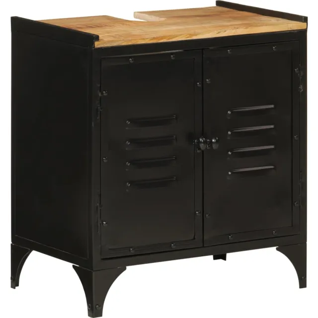 vidaXL Wastafelkast 55x35x60 cm ijzer en massief mangohout Bruin