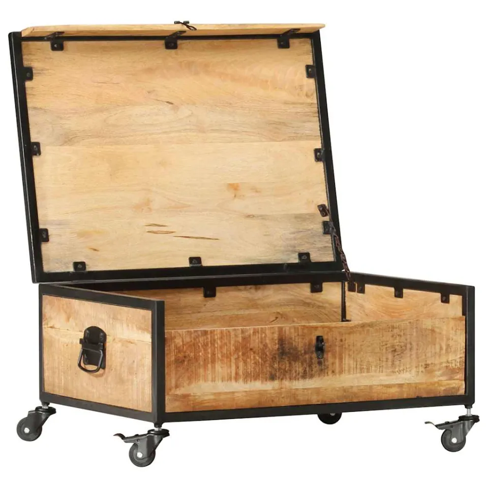 vidaXL Salontafel 70x50x33 cm massief mangohout bruin, foto 3