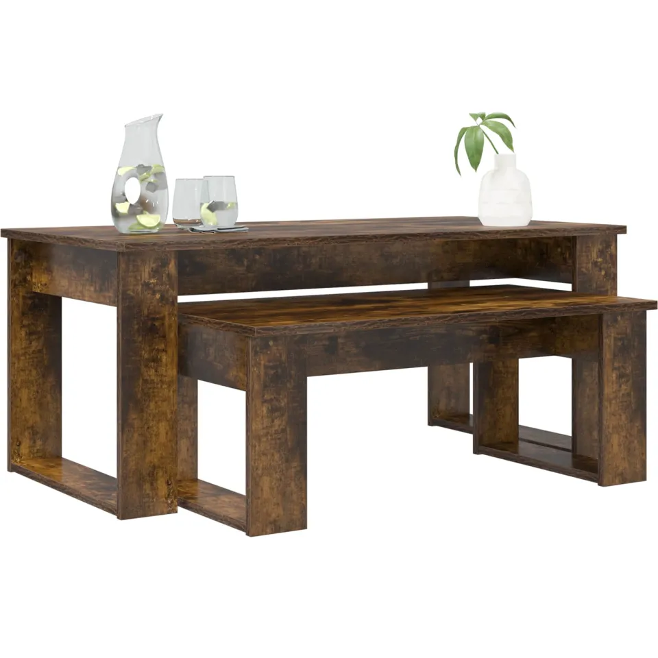 vidaXL Koffietafel Set 2 st Gerookt eiken 100 x 50 x 42 cm Bruin