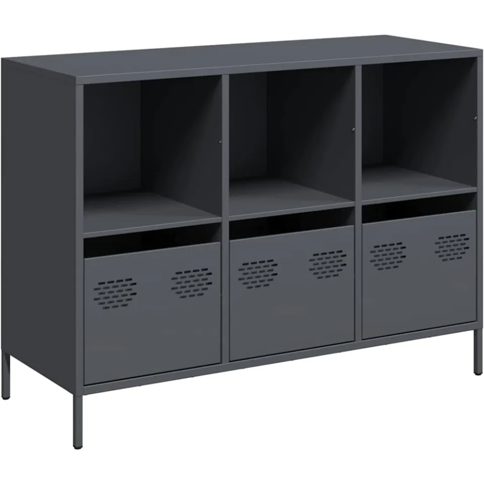 vidaXL Dressoir 101,5x39x73,5 cm koudgewalst staal antracietkleurig, foto 3