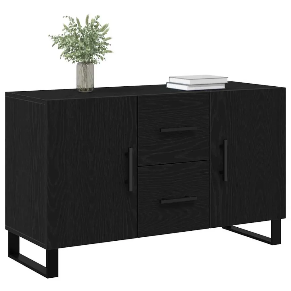 vidaXL Dressoir Zwart Eiken 100 x 36 x 60 cm Bewerkt hout