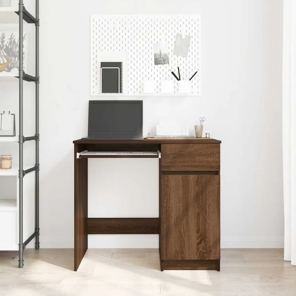 vidaXL Bureau 86x49x76 cm spaanplaat bruin eikenkleurig, foto 3