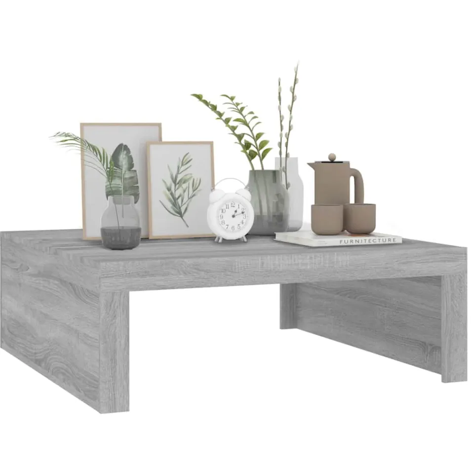 vidaXL Salontafel 100x100x35 cm bewerkt hout grijs sonoma eikenkleurig