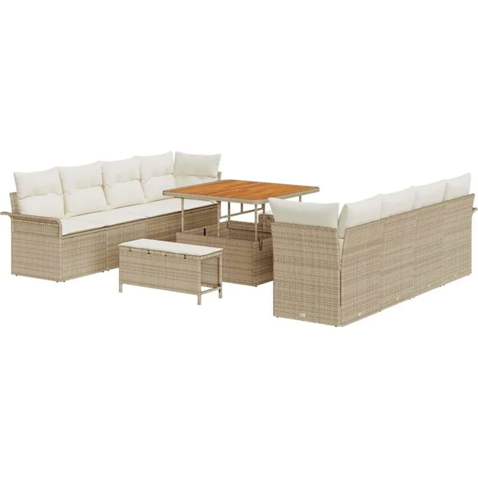 vidaXL Tuinbankenset 11 st Beige poly rattan, foto 4