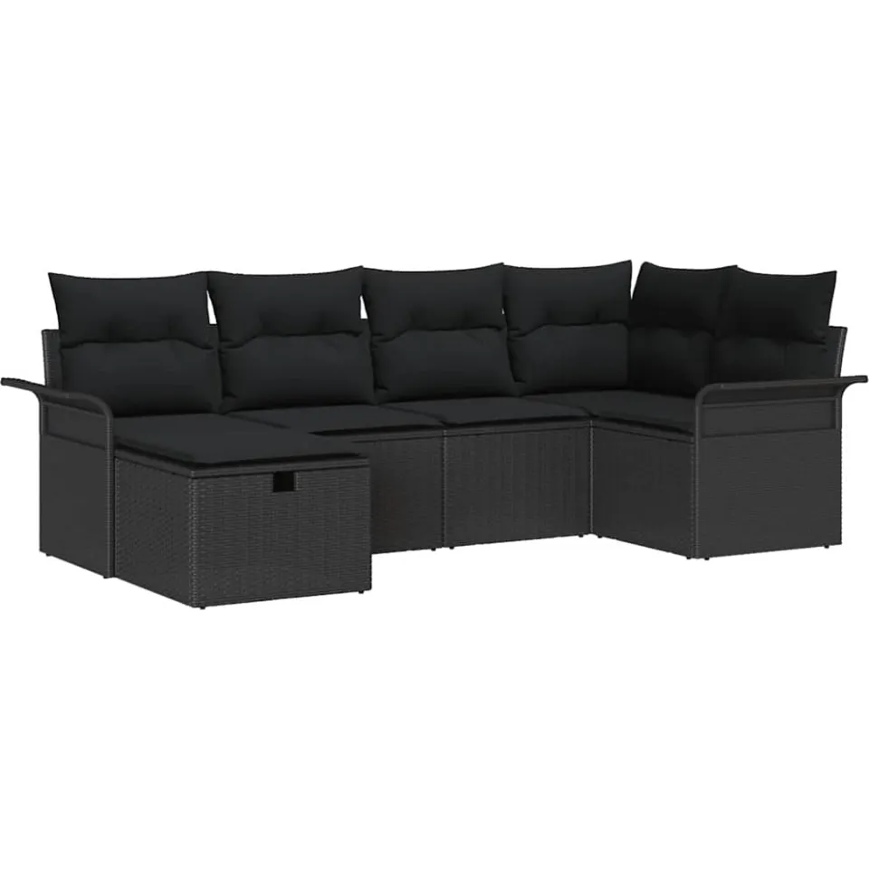 vidaXL Tuin Sofa Set 6 st Poly riet Grijs