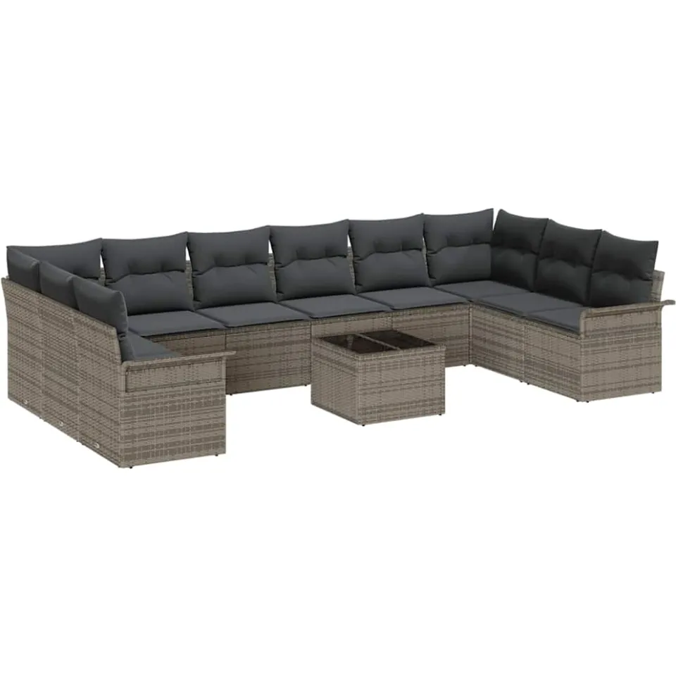 vidaXL Tuin Sofa Set 11 st Grijs poly rattan