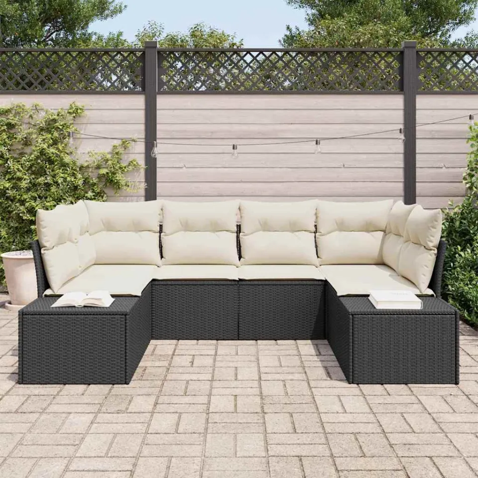 vidaXL Tuin Sofa Set 6 st Zwart poly rattan, foto 3
