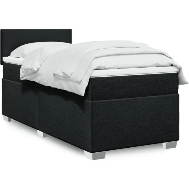 vidaXL Boxspring met matras stof zwart 80x200 cm