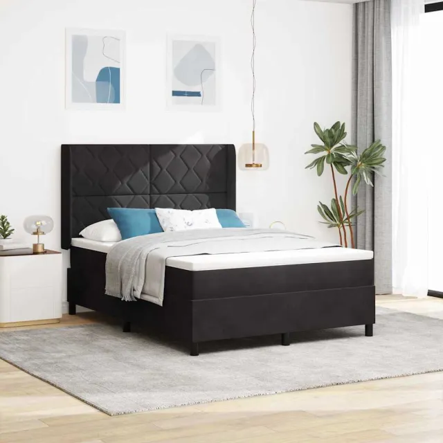 vidaXL Boxspringbed met hoofdeinde Zwart 160 x 200 cm Fluweel