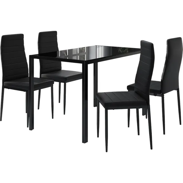 Vicco Grand Eettafel set – 120 x 75 cm Set van 4 Zwart