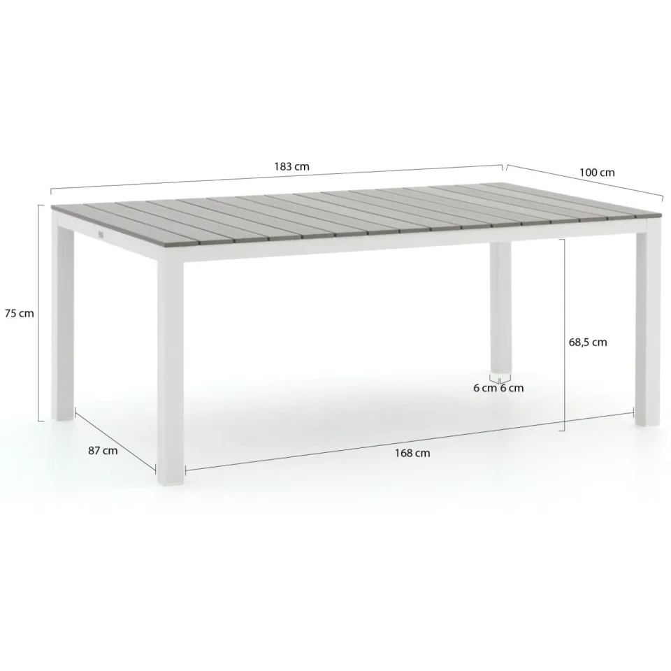 Forza Furniture Forza Ripi/Fidenza 183cm dining tuinset 5-delig stapelbaar grijs, foto 4