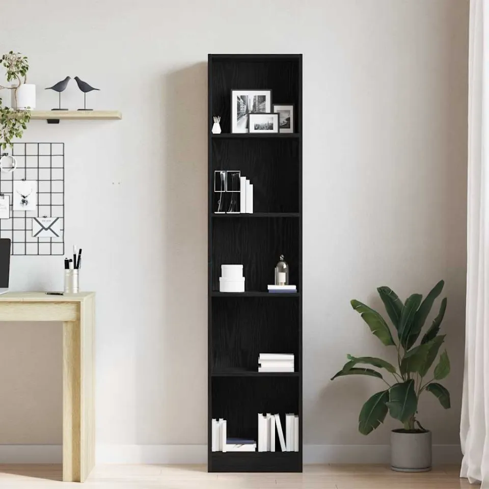 vidaXL Boekenkast Zwart Eiken 40x24x176 cm Engineered Wood, foto 3