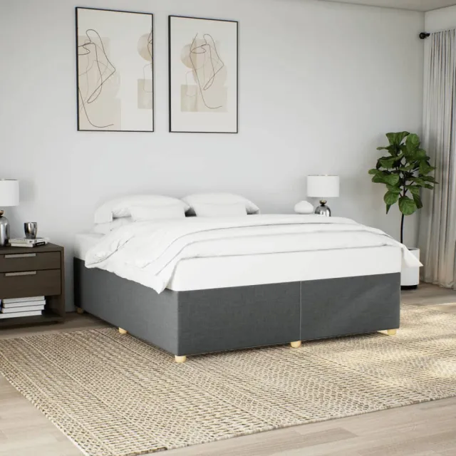 vidaXL Bedframe zonder matras stof donkergrijs 180x200 cm grijs