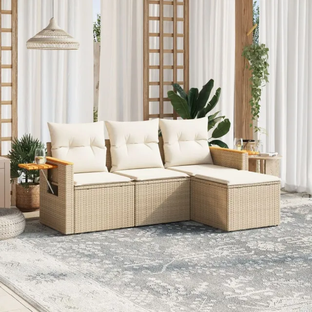 vidaXL Patio Sofa Set 4-zits Beige and Cream, foto 2