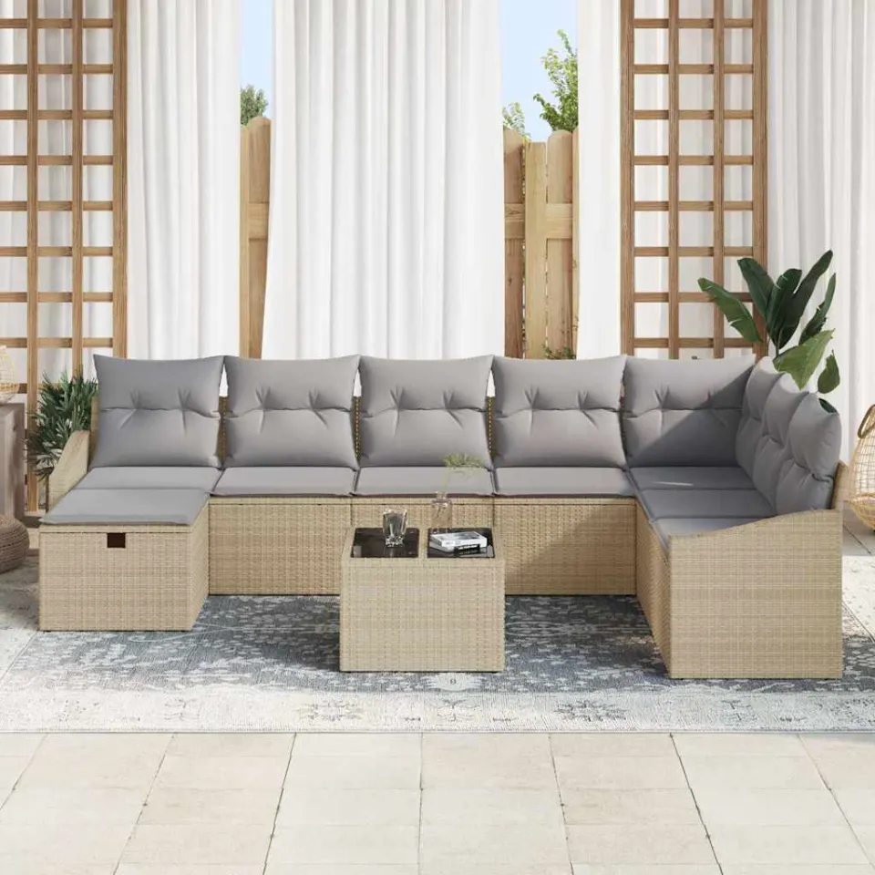 vidaXL Tuin Sofa Set 9 st poly rattan zwart, foto 3
