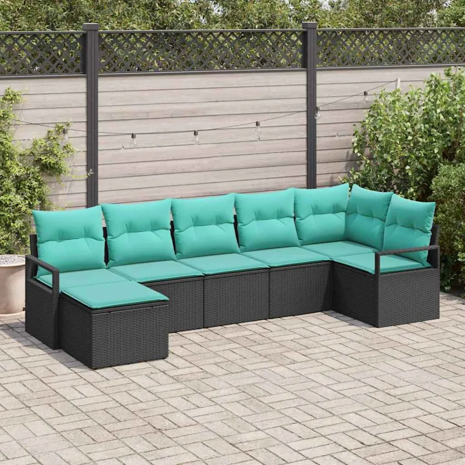 vidaXL Bankstel 7 st Zwart poly rattan, foto 3