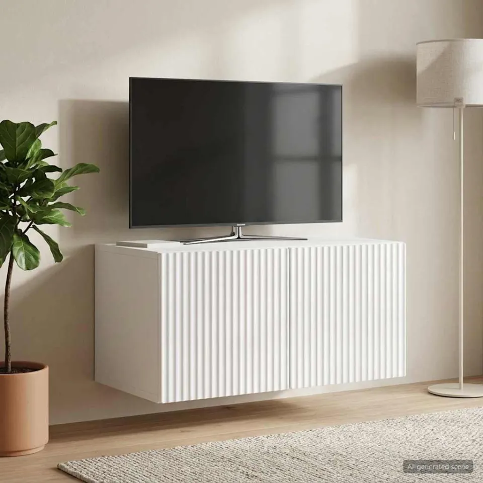 vidaXL Wandbeugel TV-kast 59,5 x 41 x 30 cm Hoogglans Wit Bewerkt hout, foto 4