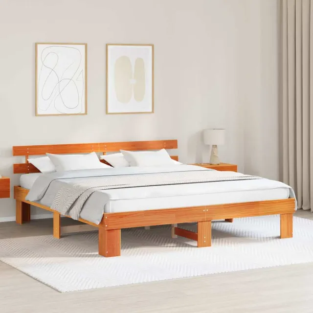 vidaXL Bedframe Wasbruin 180 x 200 cm Massief grenenhout